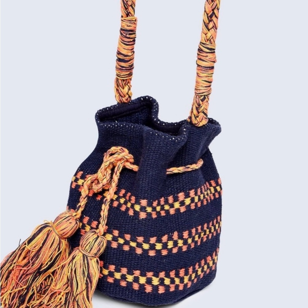Beautiful colorful small woven canvas knit bag with braided strap - Net-a-Porter